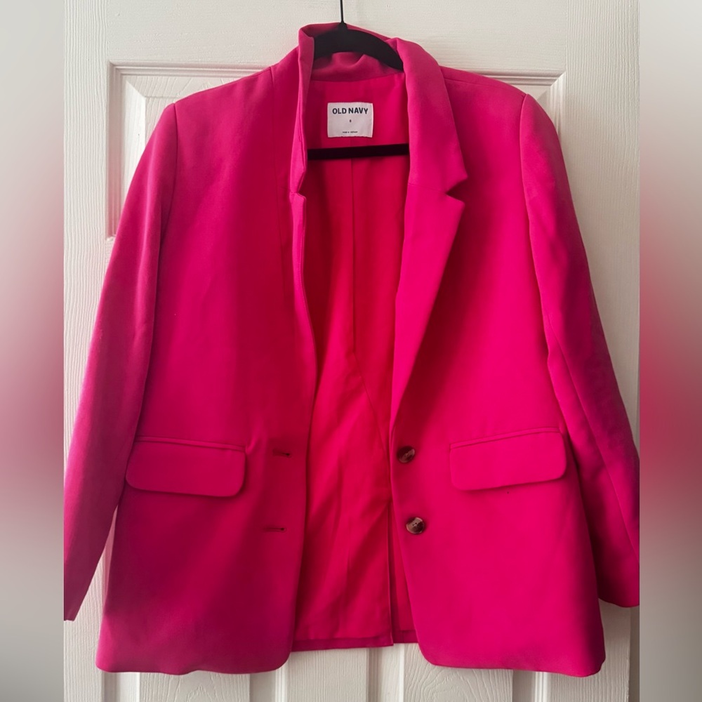 Old Navy Women's Fuchsia  Padded Shoulder Blazer